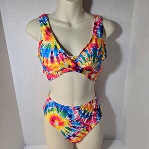 Bikini 2 Piece Set Size Medium Tie Dye Hippies Print Swimsuit Low Rise Swimsuit